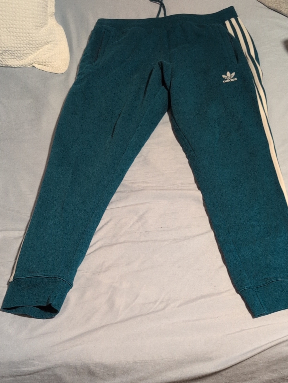 adidas Men's Teal Joggers with White Side Stripes